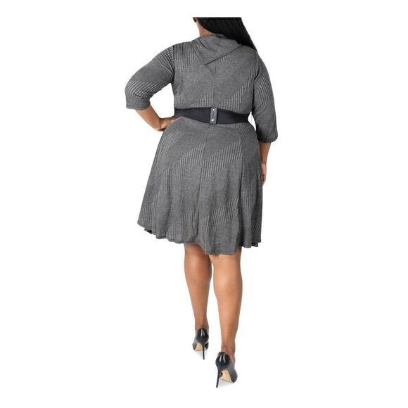 ROBBIE BEE Plus Size 2X grey Cowlneck Knit sweater Dress - Picture 2 of 9
